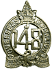 Canadian Expeditionary Forces (CEF) 148 Overseas Battalion cap badge.