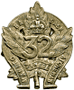 32nd CEF cap badge for other ranks. Unit was raised in Manitoba and Saskatchewan