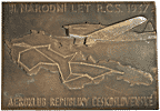 Bronze plaque commemorating 3rd National Flight 1937. Czech Republic Aeroclub. Excellent design, manufactured by the National Mint (edge impressed: 'Mincovna Kremnica')