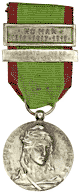 Portuguese WW1 campaigns medal for the Navy, Silver grade with. Scarce 'NO MAR 1916.1917.1918' bar and exceedingly rare action wounded bar : 'ROBERTO IVENS 16.VI.1917'.