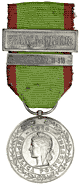 Portuguese Army campaign WW1 medal. Type 1 (issued 1917-1919), left profile variant. Silver grade for officers. Official bar "FRANCA-1917.1918"
