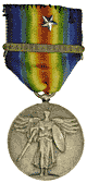 WW1 Interallied Victory Medal with *AISNE - MARNE* battle clasp (Army) and Silver Citation Star (for individual gallantry in action)